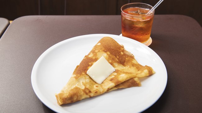 クレープブールシュクレ+コーヒーまたはセイロンティー<br>※店内とテイクアウトどちらでもご利用いただけます。